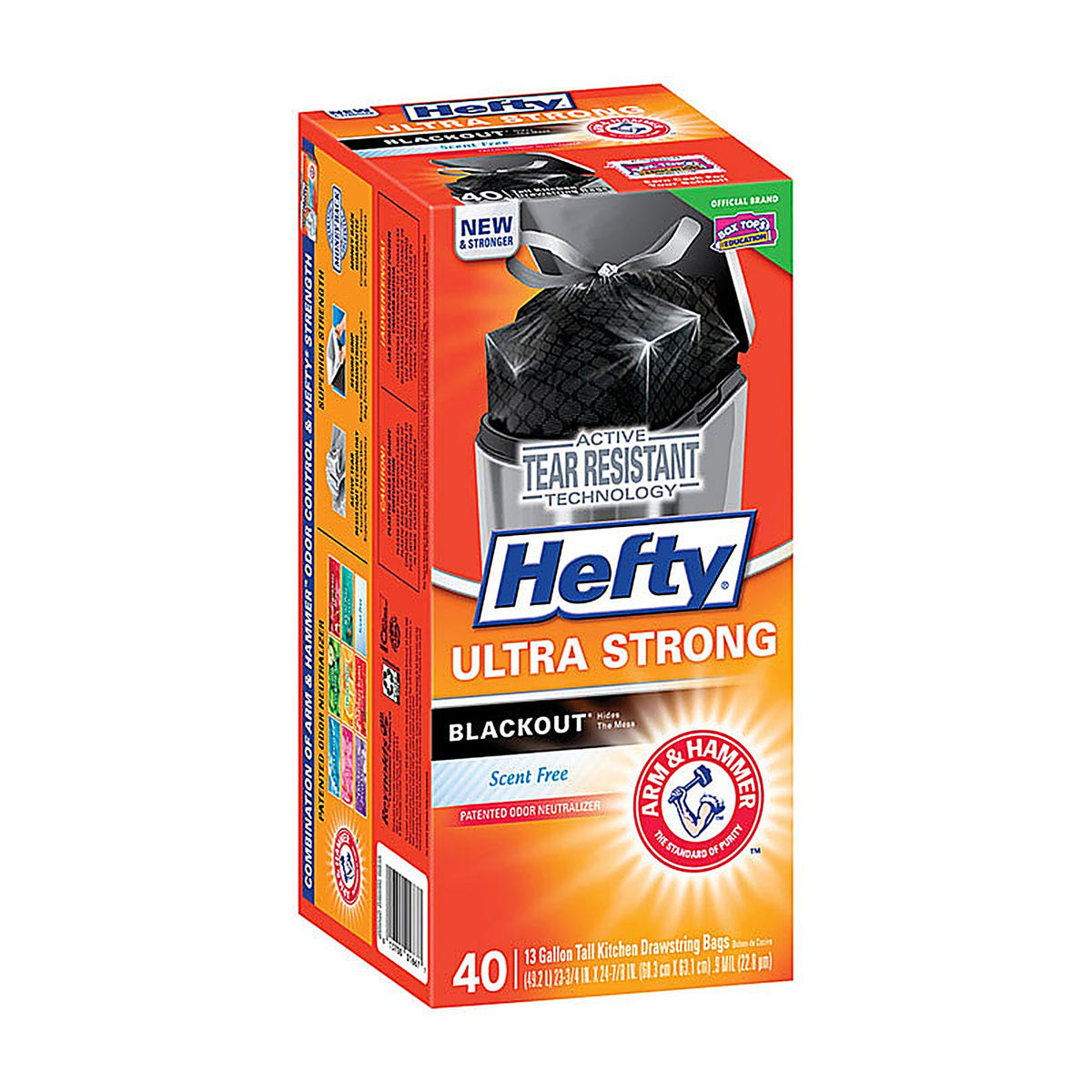 Hefty E88328 Ultra Strong 13 gal. Kitchen Trash Bags Drawstring 40/Pack