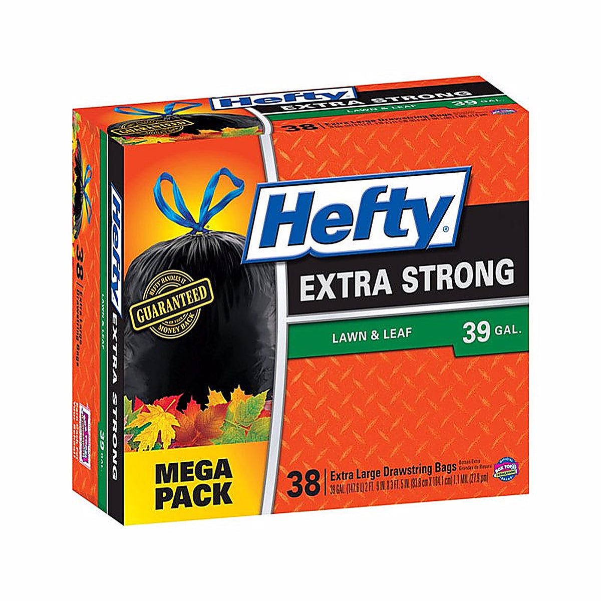 Hefty E87038 Extra Strong 39 gal. Trash Bags Drawstring 38/Pack