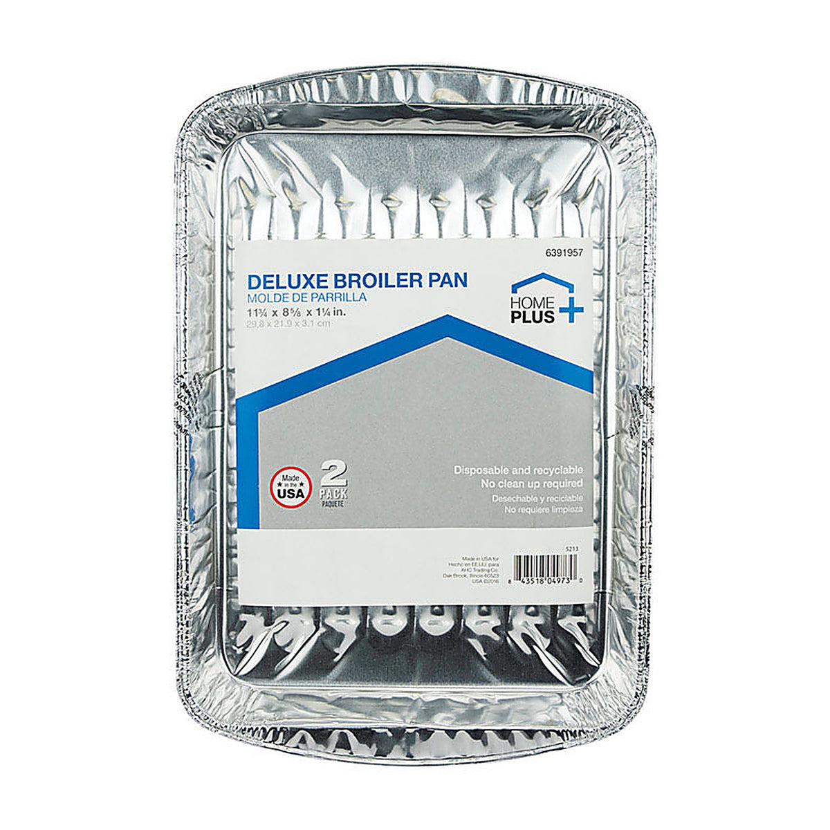 Home Plus D30020 Durable Foil 8-1/2 in. W x 11-3/4 in. L Broiler Pan Silver 2/Pack