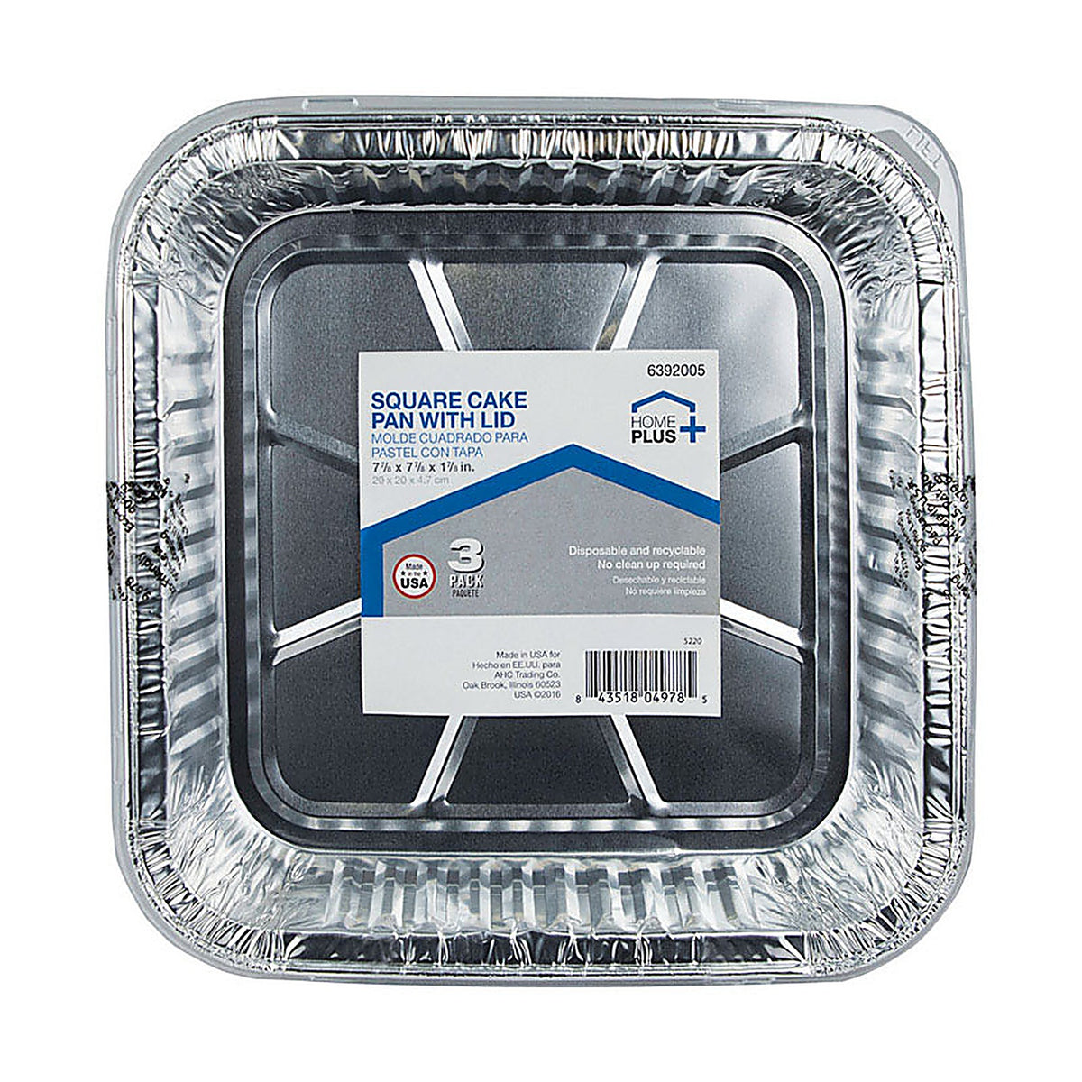 Home Plus D18030 Durable Foil 7-7/8 in. W x 7-7/8 in. L Cake Pan Silver 3/Pack