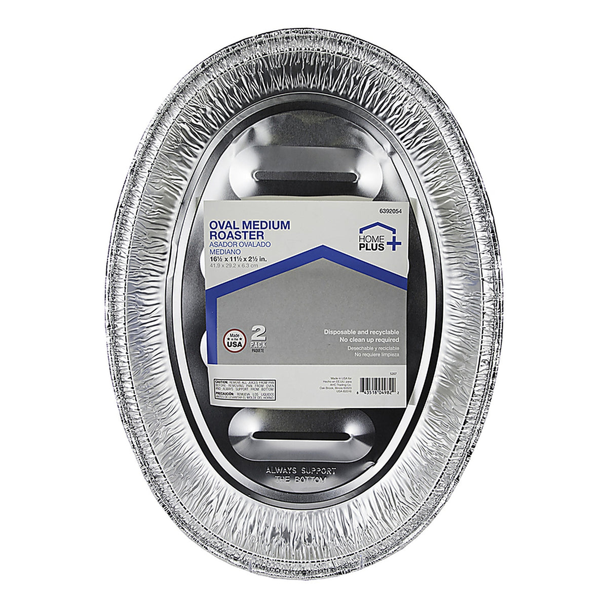 Home Plus D45010 Durable Foil 11-1/2 in. W x 16-1/2 in. L Oval Roaster Pan Silver 1/pc.