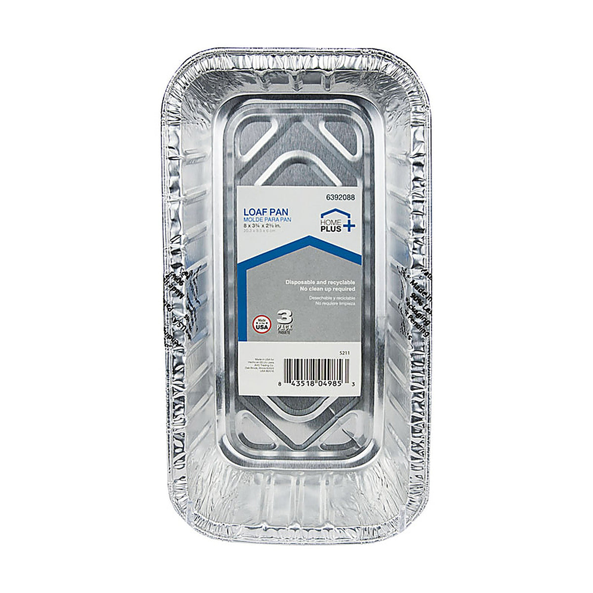 Home Plus D51030 Durable Foil 3-3/4 in. W x 8 in. L Loaf Pan Silver 3/Pack