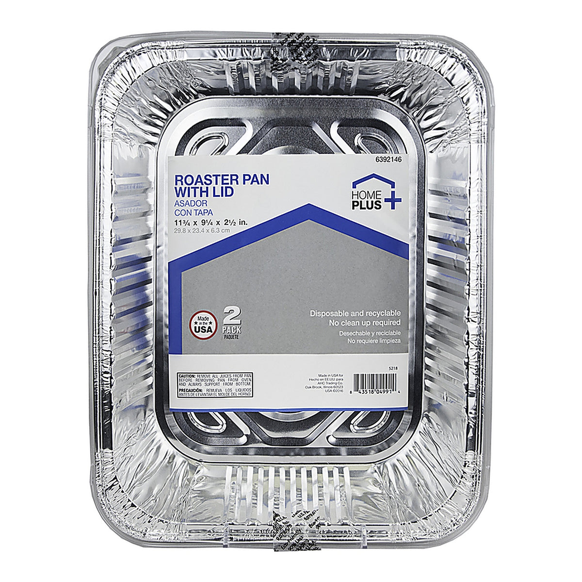 Home Plus D88020 Durable Foil 9-1/4 in. W x 11-3/4 in. L Roaster Pan Silver 2/pc.