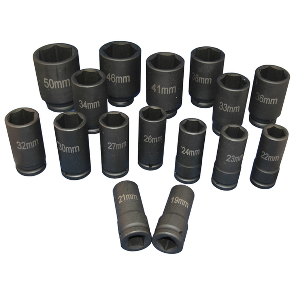 ATD 6406 16/pc 3/4in. Dr. 6 Point Metric Deep Length Impact Socket Set