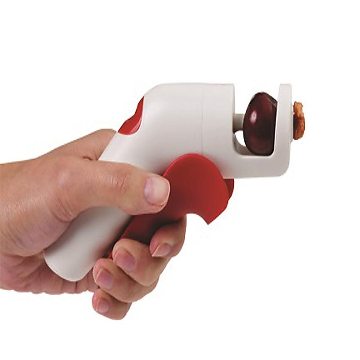 Chefn 102-241-005 QuickPit 5in. W x 7-1/2in. L Red/White Plastic Cherry/Olive Pitter