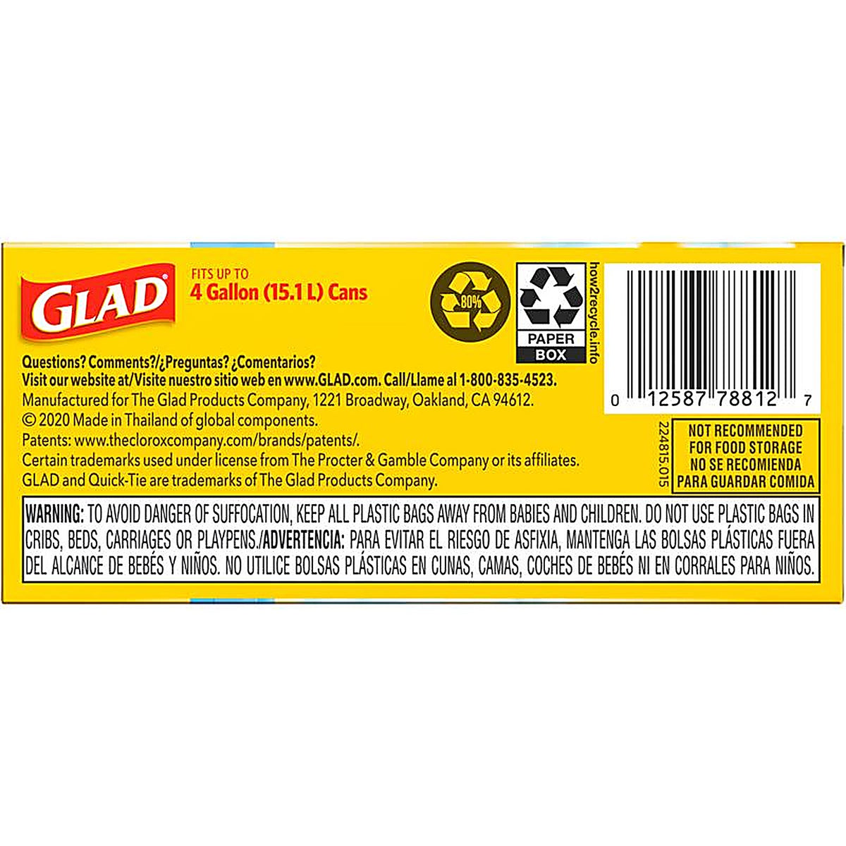 Glad 78812 Febreze 4 gal. Fresh Scent Trash Bags Quick Tie 26/Pack