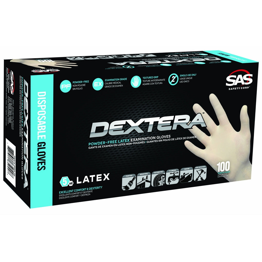 SAS Safety 6502-20 Dextera Latex Disposable Glove (Powder-Free) Medium