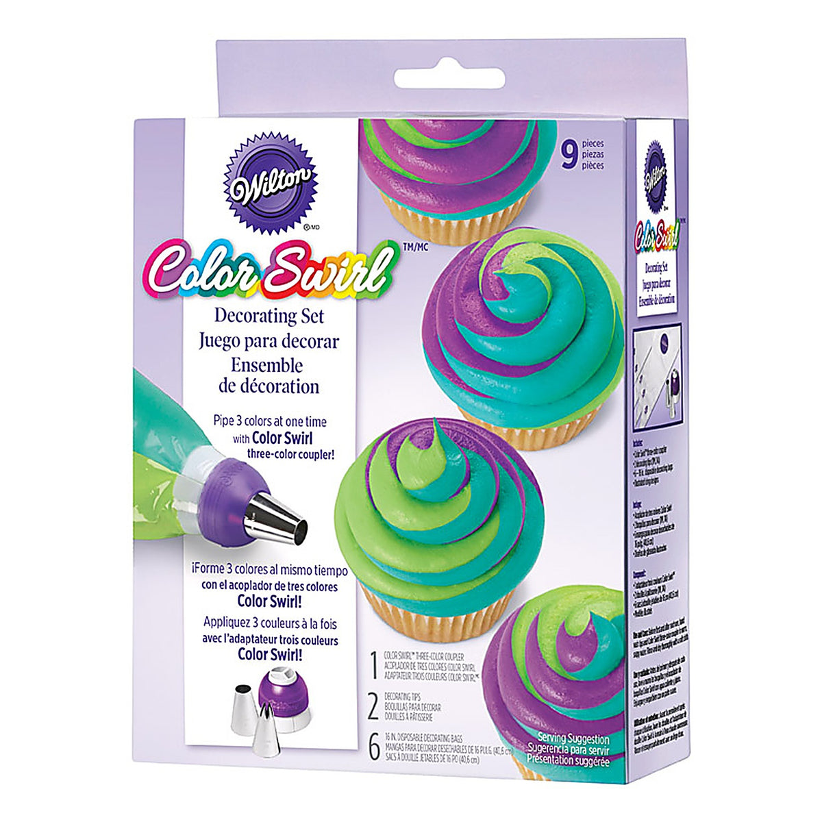 Wilton 191001945 Color Swirl Purple/White Plastic Decorating Set