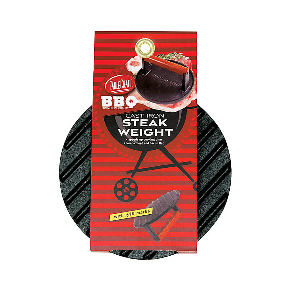 Tablecraft BBQ3015 BBQ 7 in. W Gray Cast Iron Steak Weight w/Handle