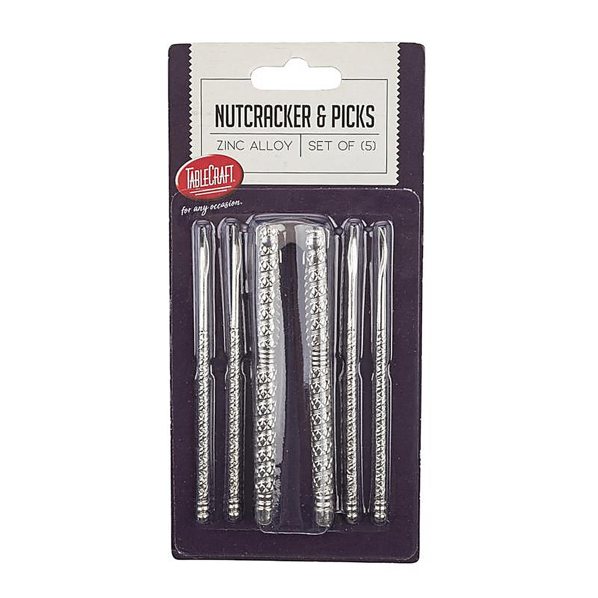 Tablecraft H1245 8-7/8 in. L Silver Zinc Nutcracker/Pick Set