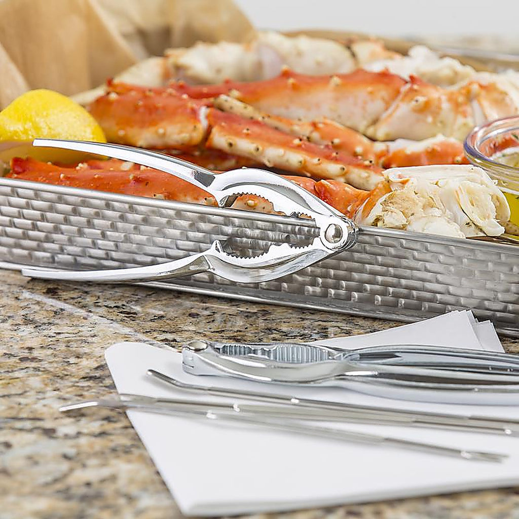 Tablecraft H76984 Silver Steel/Zinc Lobster Crack and Fork Set