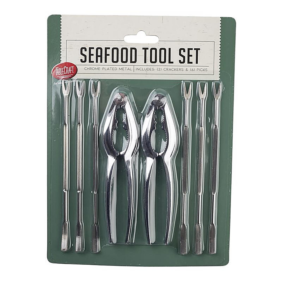 Tablecraft H76984 Silver Steel/Zinc Lobster Crack and Fork Set