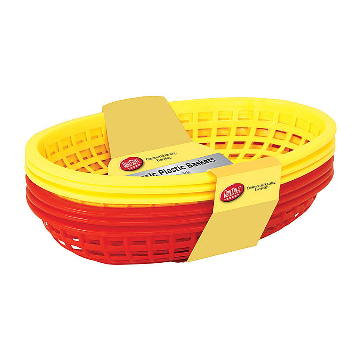 Tablecraft H1074RY-6 6.3 in. W x 9.5 in. L Red/Yellow Plastic Food Baskets