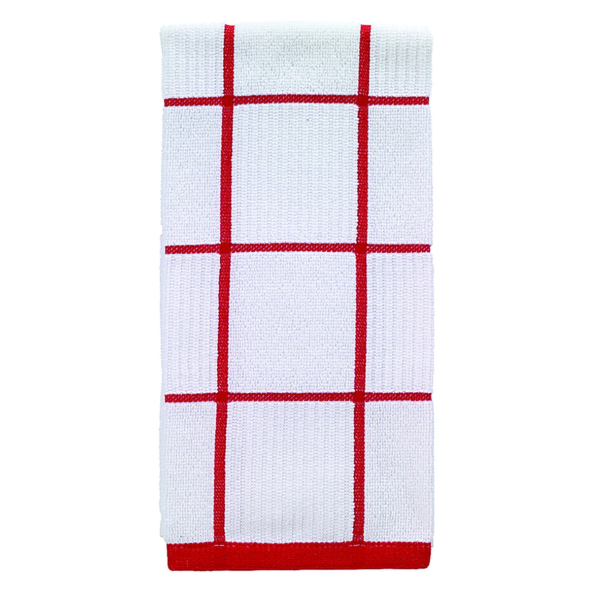 T-Fal 10148 Red Cotton Checked Parquet Kitchen Towel 1/Pack