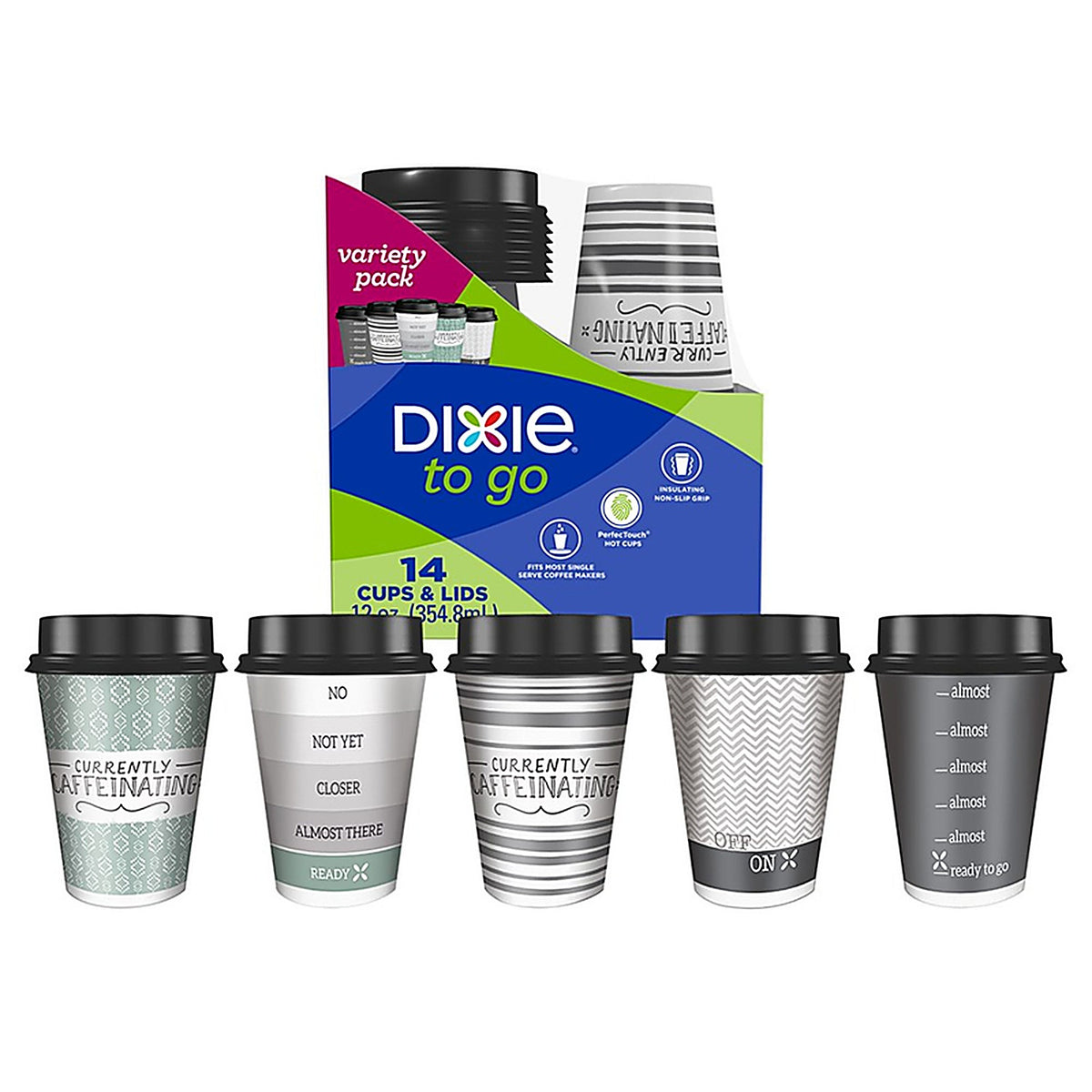 Dixie - 43211 - to Go Multicolored Paper Coffee Haze Cups 14 Pack