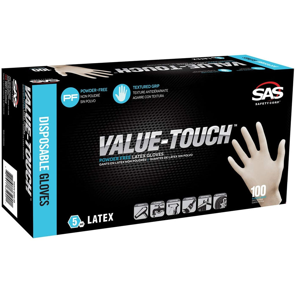 SAS Safety 6591 Value Touch Lightly Powdered NON-EXAM Glove, Small 100/Pack