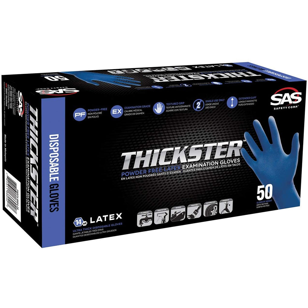 SAS Safety 6605 Thickster Powdered Latex Disposable Gloves, 2XL
