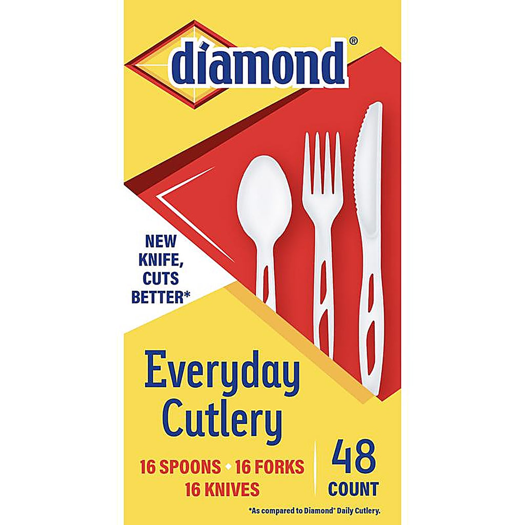 Diamond - 41426 36116 - White Plastic Luncheon Size Heavy Duty Cutlery 48 Pack