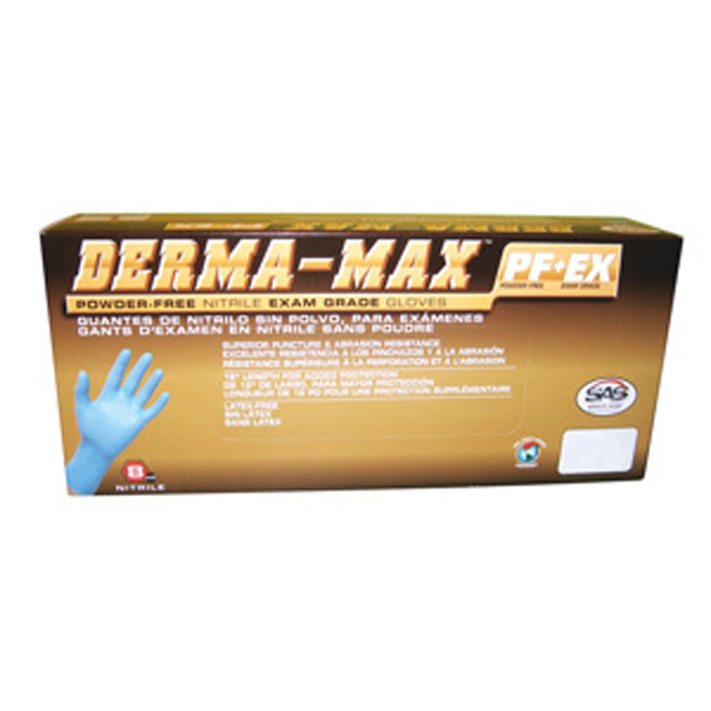 SAS Safety 6609-40 Derma-Max Powder Free Nitrile Exam Grade Gloves (X Large) 50/pack