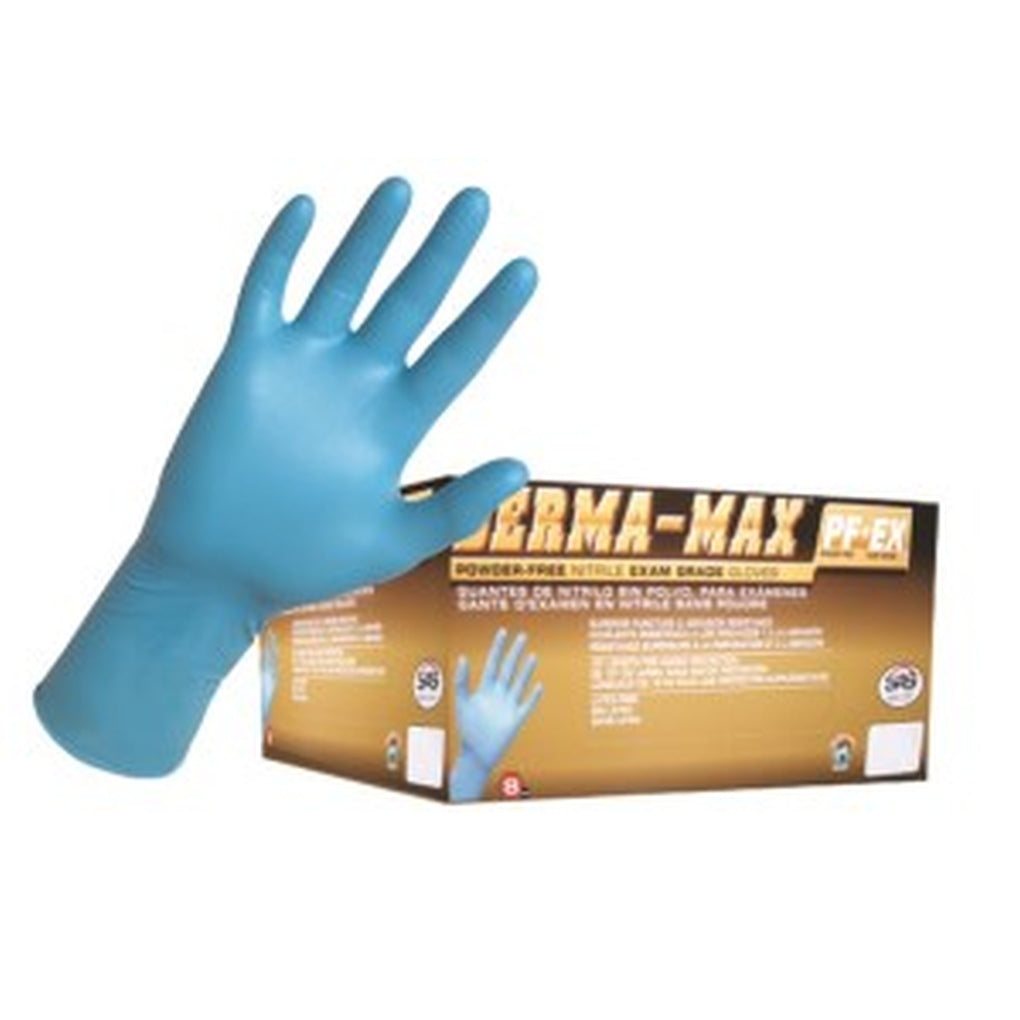 SAS Safety 6610-40 Derma-Max Powder Free Nitrile Exam Grade Gloves Small 50/Pack