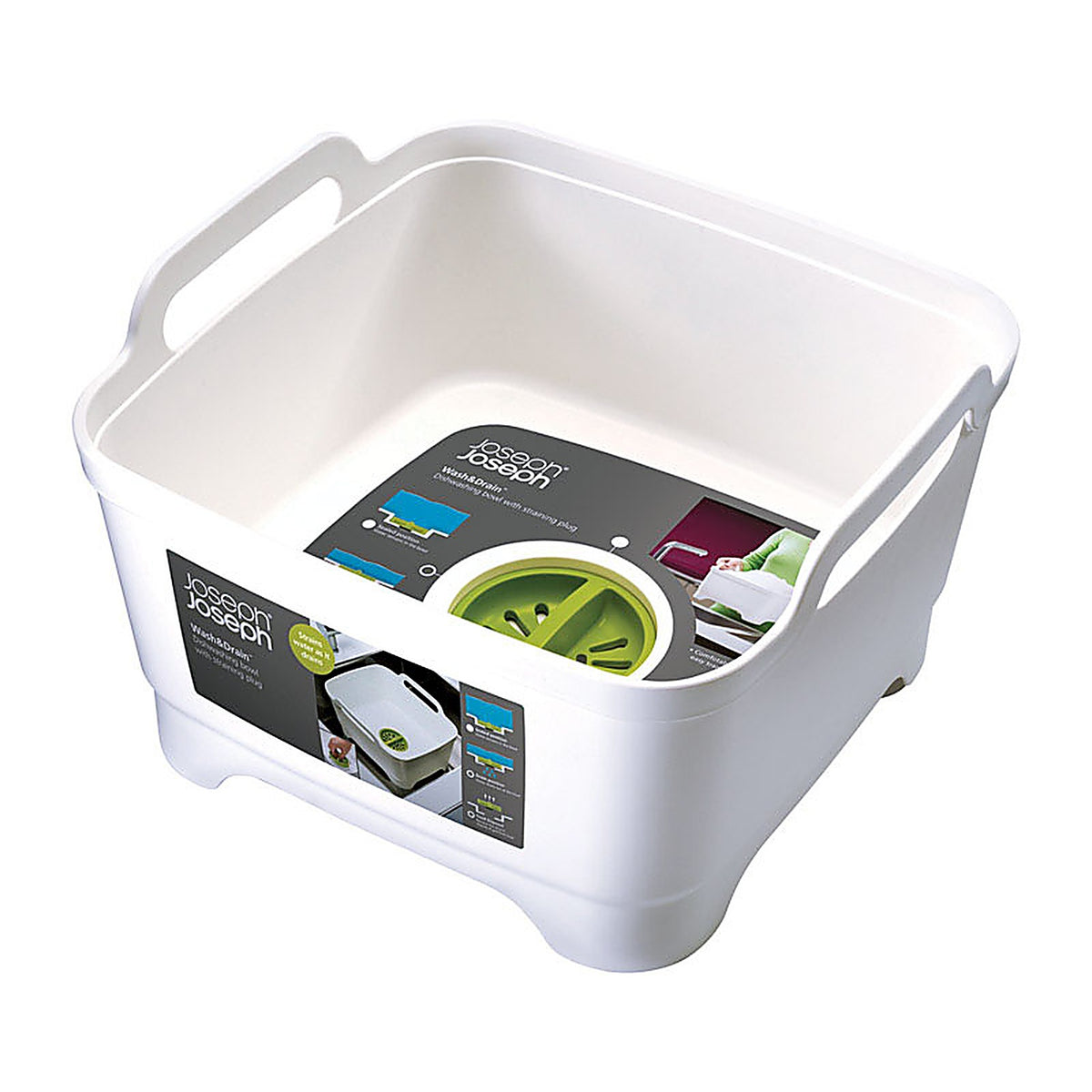Joseph Joseph 85055 Wash and Drain 12 in. W x 12 in. L ABS Plastic Wash Tub W/Drain Plug