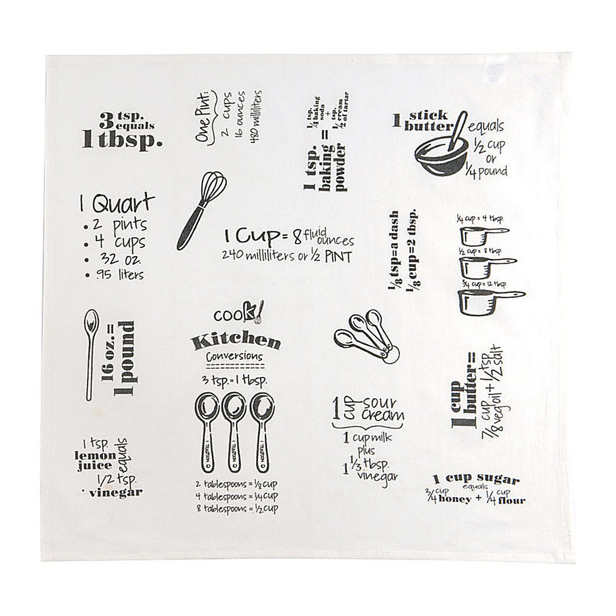 Kay Dee R3233 Cooks Kitchen Graphite Cotton Conversions & Equivalents Krinkle Flour Sack Towel 1/Pack