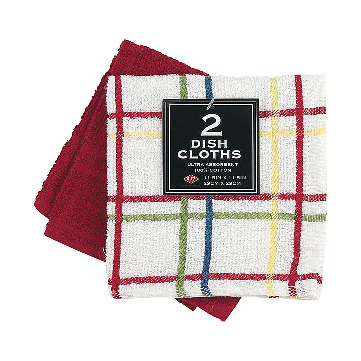 Ritz 27283 Paprika Cotton Check/Solid Dish Cloth 2/Pack