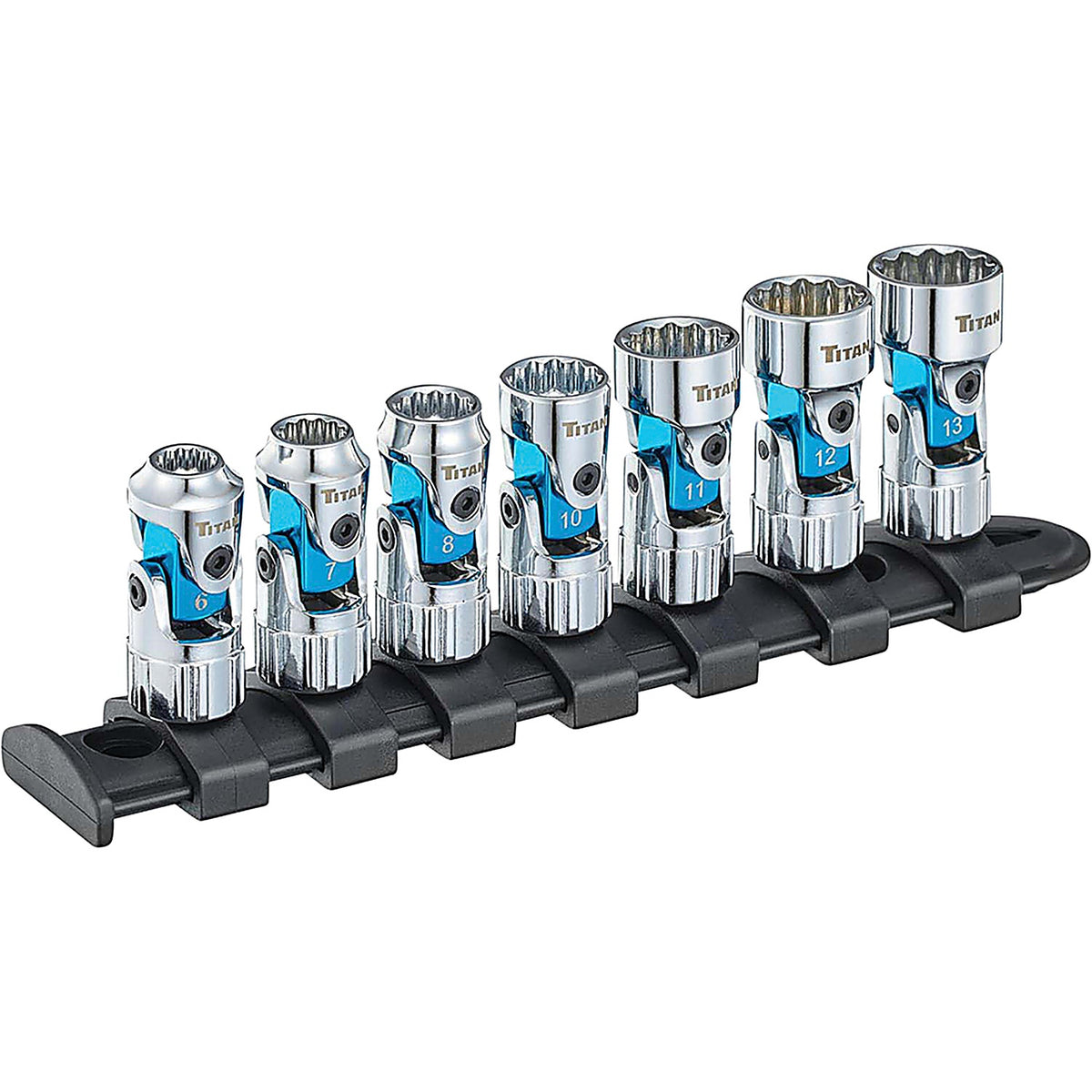 Titan - 66840 - 8 Piece 1/4 in. Drive MM Auto-Flex Universal Socket Set