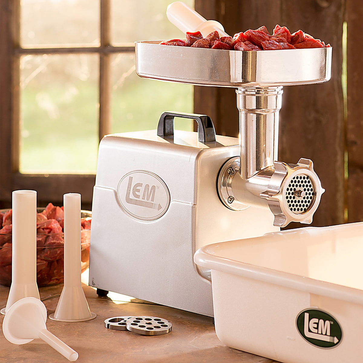 LEM 1158 Mighty Bite Brushed Nickel Silver 1 speed 4.5 lb. Meat Grinder