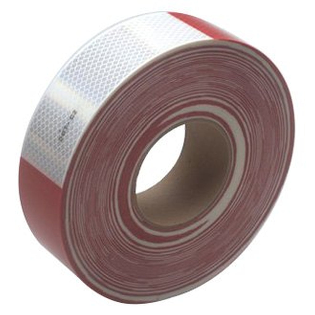 3M 67535 Diamond Grade Conspicuity Marking Roll 983-326, alternating six-inch red and white bands, 2 inch x 150 feet