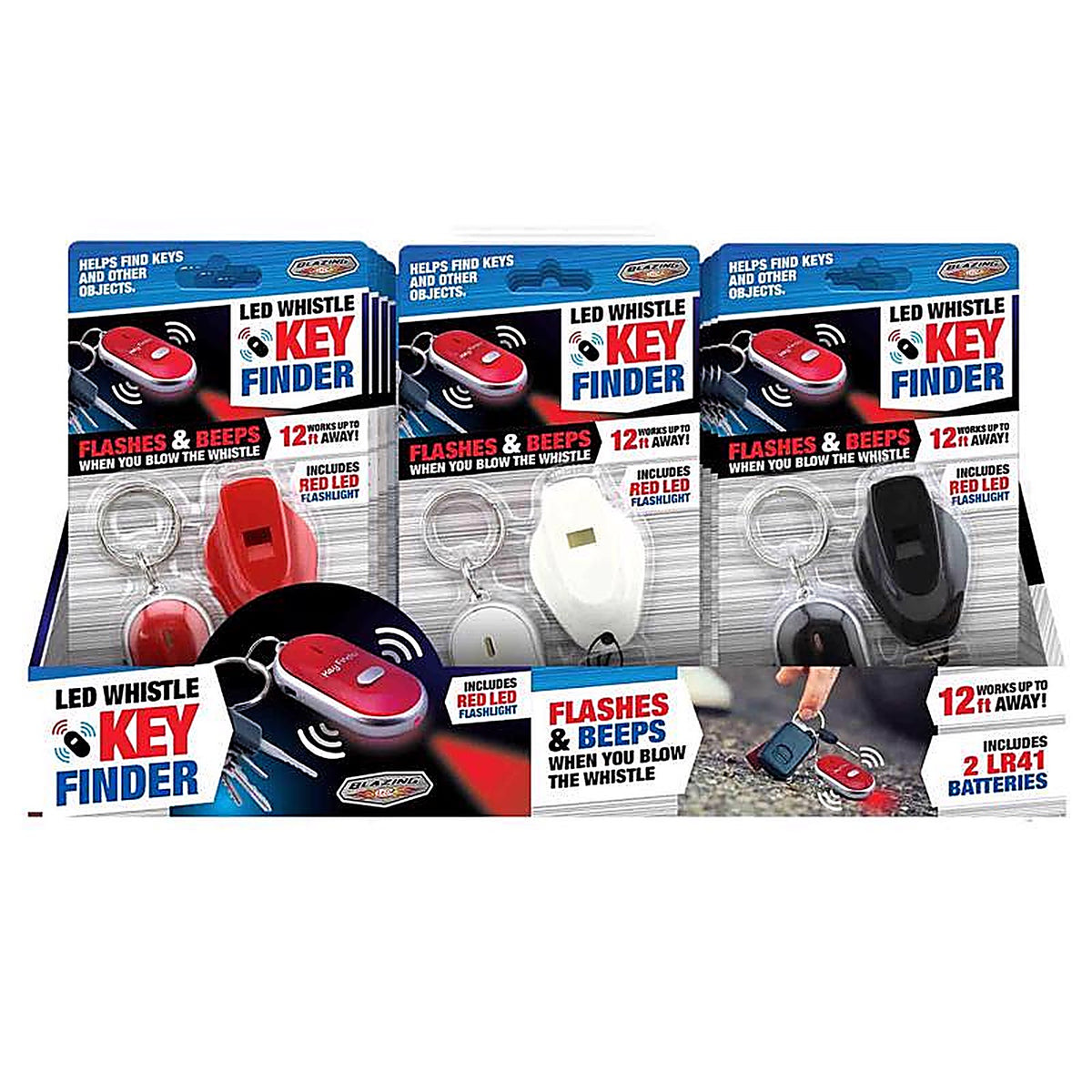 Blazing LEDz 702286 Plastic Assorted LED Whistle Key Finder
