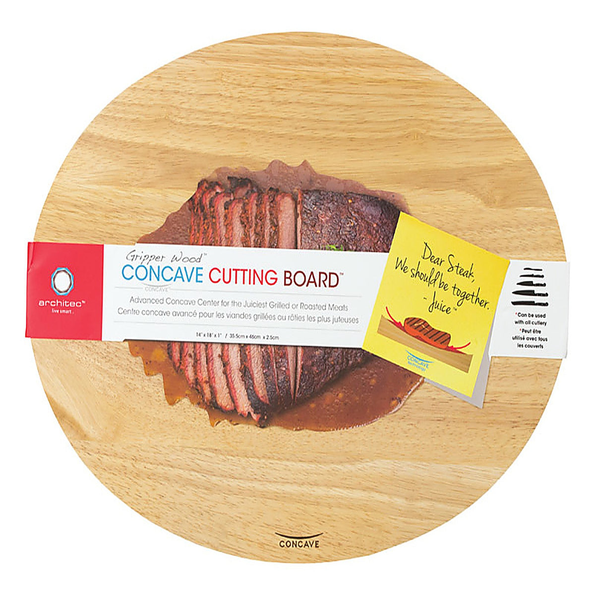 Architec 5901456 Gripperwood 18 in. L X 14 in. W Rubberwood Concave Carving Board
