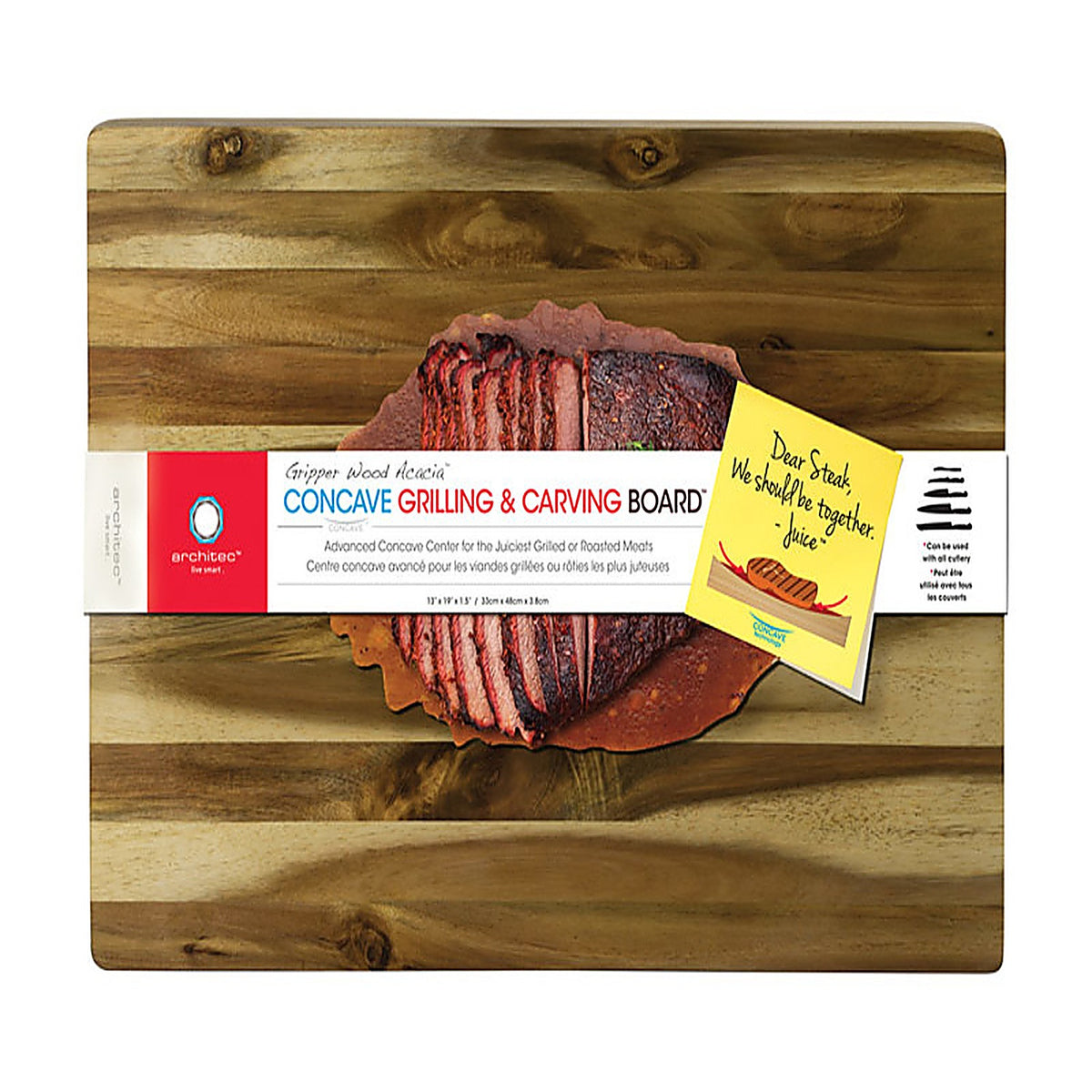 Architec 5914500 Gripperwood 19 in. L X 13 in. W Acacia Wood Concave Carving Board