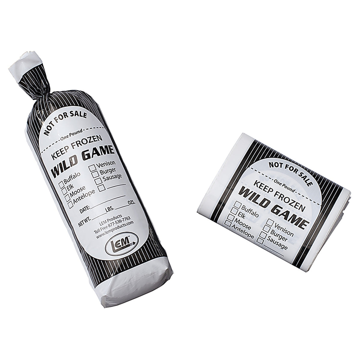 LEM W040 1 lb Black/White Wild Game Freezer Bags 1 pk