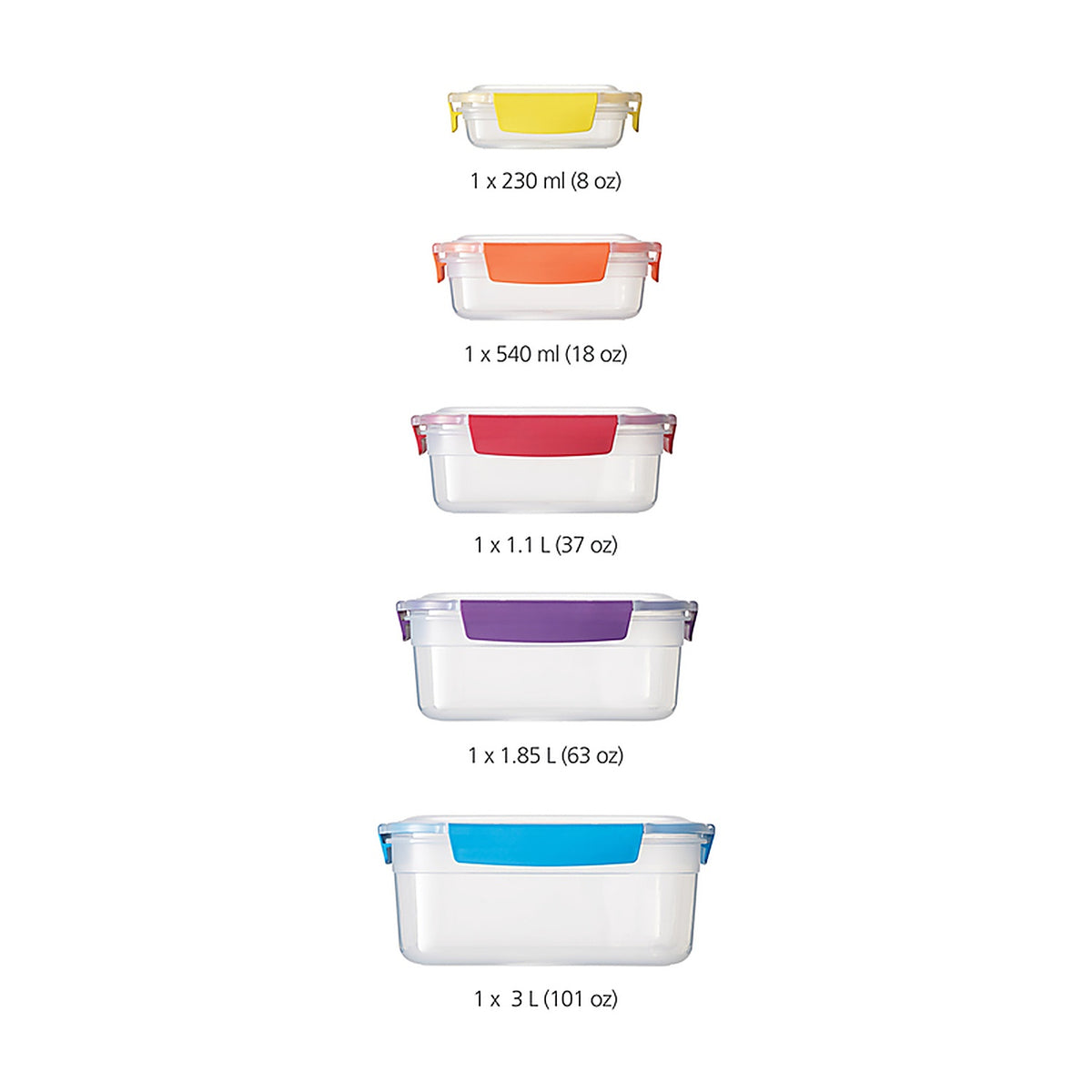 Joseph Joseph 81098 Nest Clear Food Storage Container Set 5/Pack