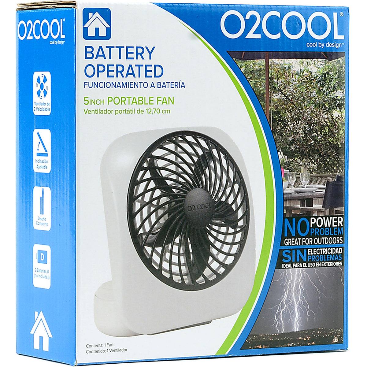 O2cool - FD05004 GRY - 6.29 In. H X 5 In. D 2 Speed Personal Fan
