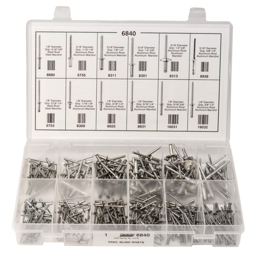 Auveco 6840 Pan-L Blind Rivets Quik-Select Kit Assortment