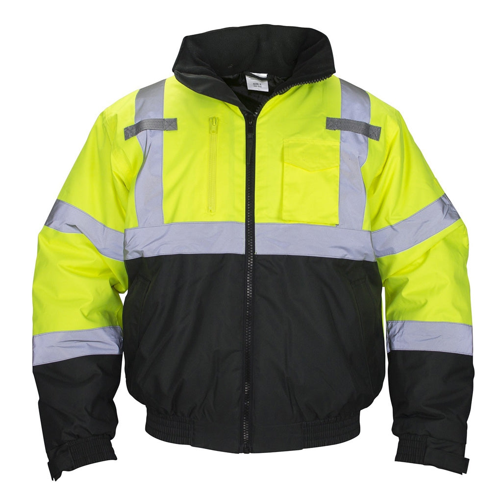 SAS Safety 690-1510 Class 3 Hooded Bomber Jacket (Yellow) XL