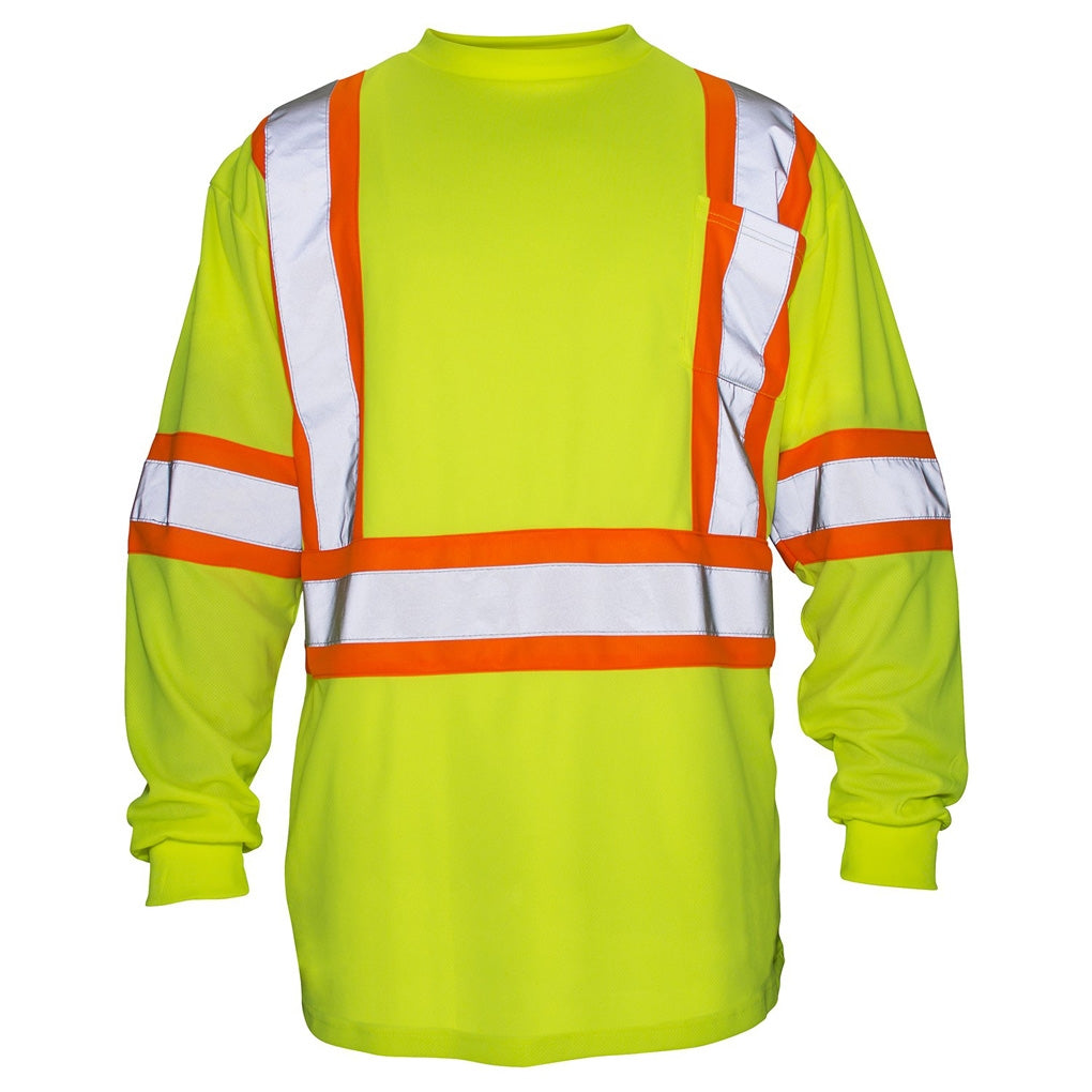 SAS Safety 690-1610 Class 2 Long Sleeve T-Shirt (Yellow) XL