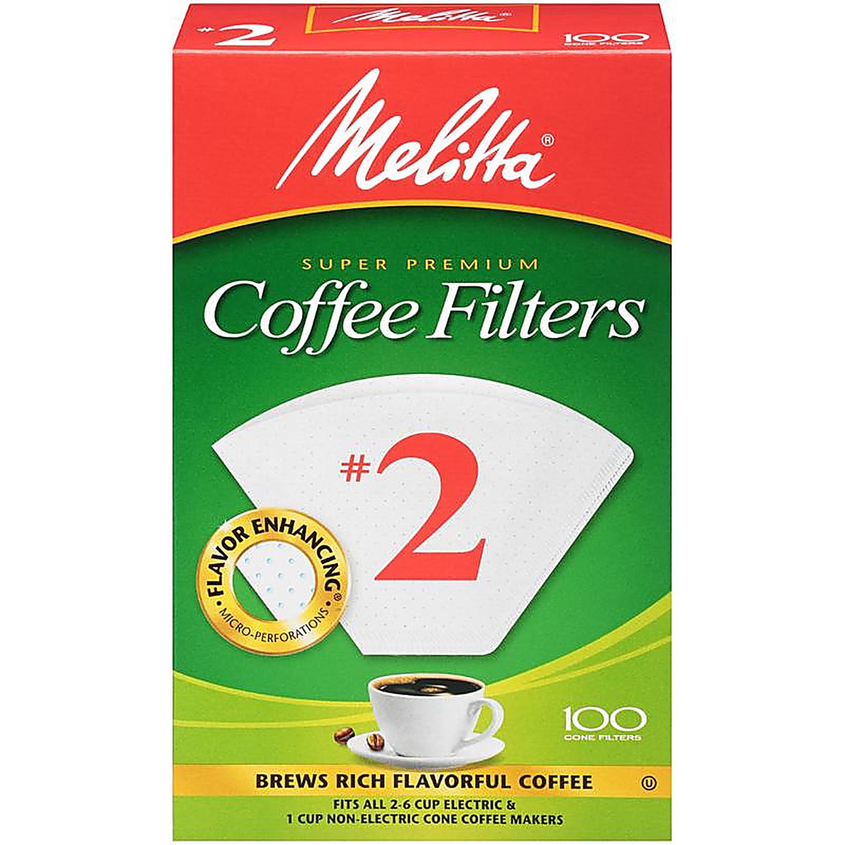 Melitta 622712 6 cups White Cone Coffee Filter 100/Pack