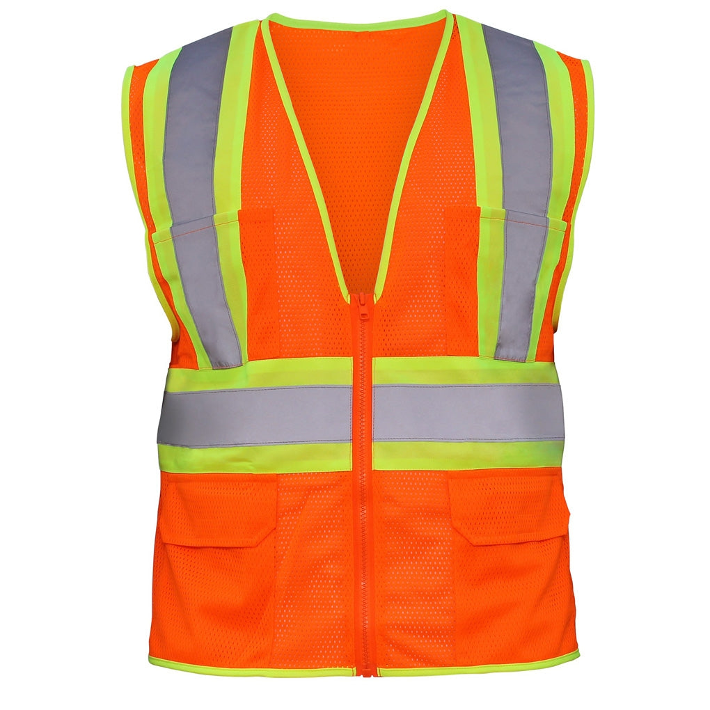 SAS Safety 692-2108 Class 2 Flame Retardant 2-Tone Vest (Orange) Medium