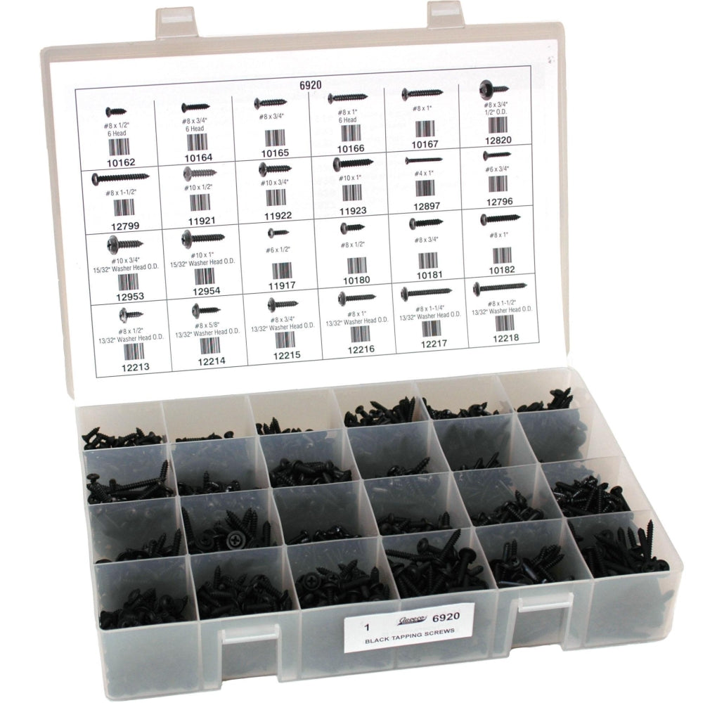 Auveco 6920 Black Tapping Screws Assortment