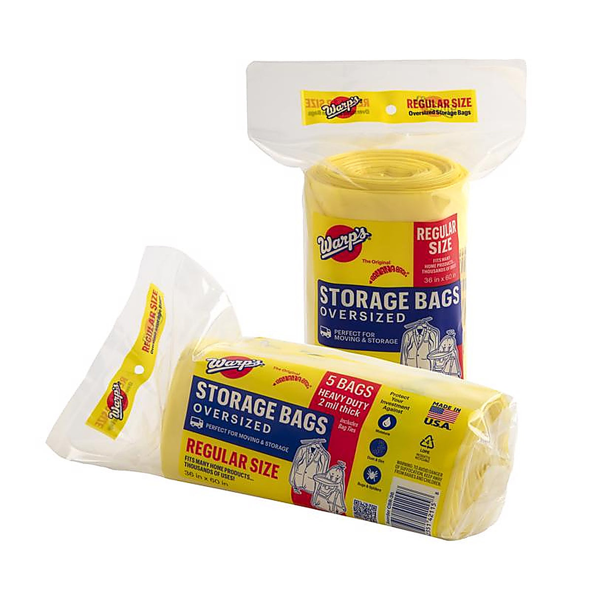 Warps CB-36 Regular Yellow Storage Bag 36in. X60in. 5/Pack