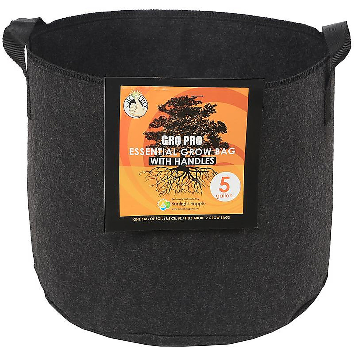 Gro Pro - HGC725322 - Round 10.2 In. H X 14 In. D Fabric Grow Bag Planter Black