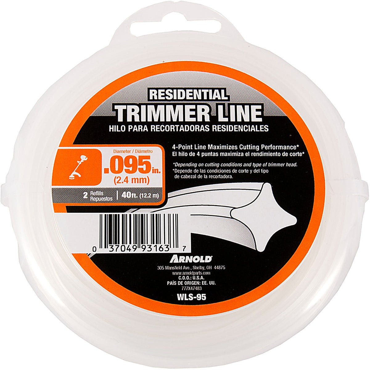 Arnold WLS-95 Residential Grade .095 in. D X 40 ft. L Trimmer Line