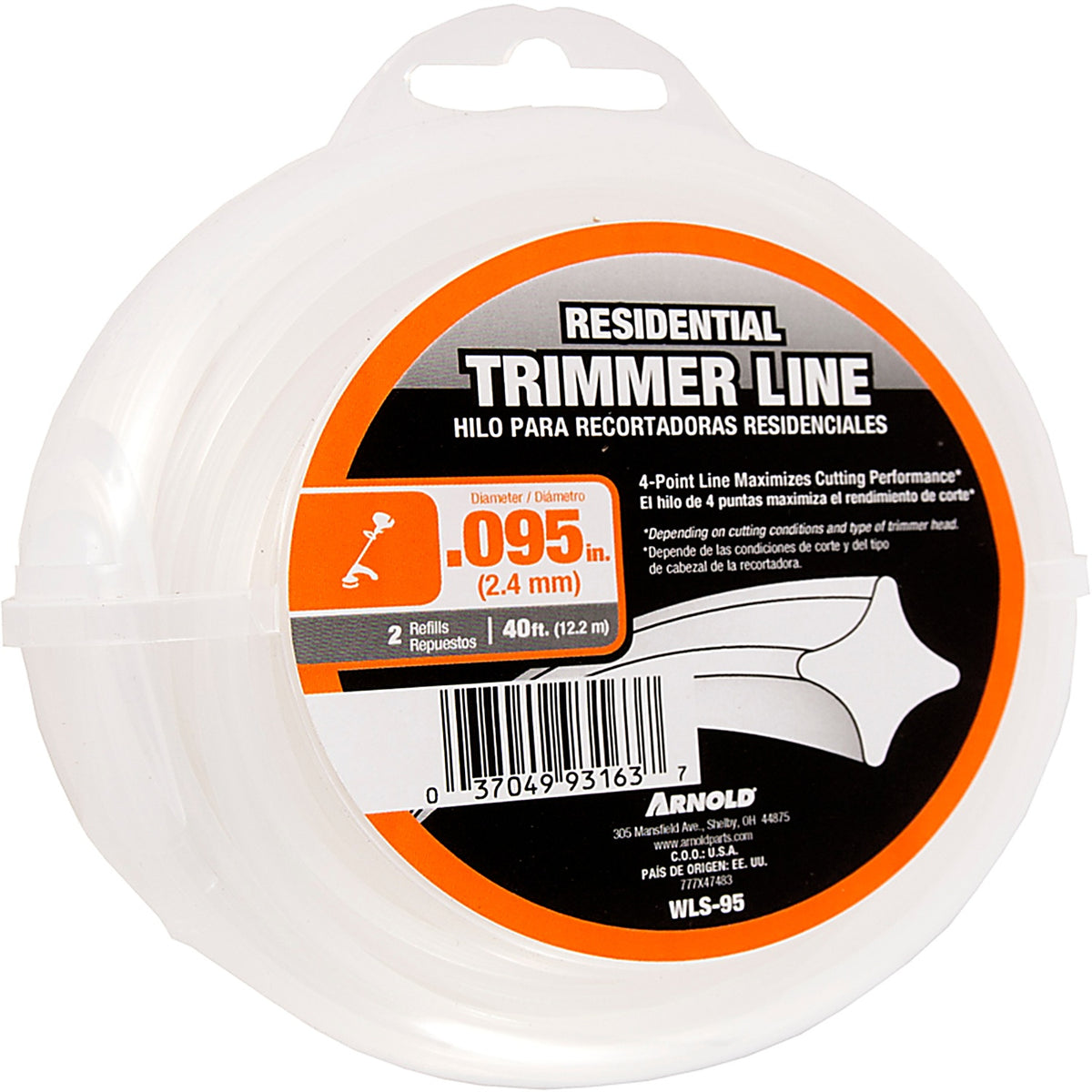 Arnold WLS-95 Residential Grade .095 in. D X 40 ft. L Trimmer Line