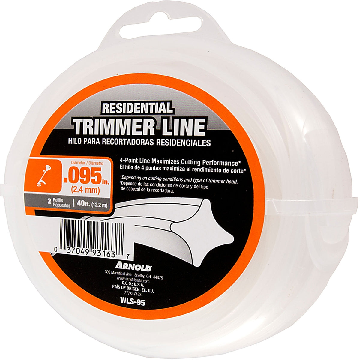 Arnold WLS-95 Residential Grade .095 in. D X 40 ft. L Trimmer Line