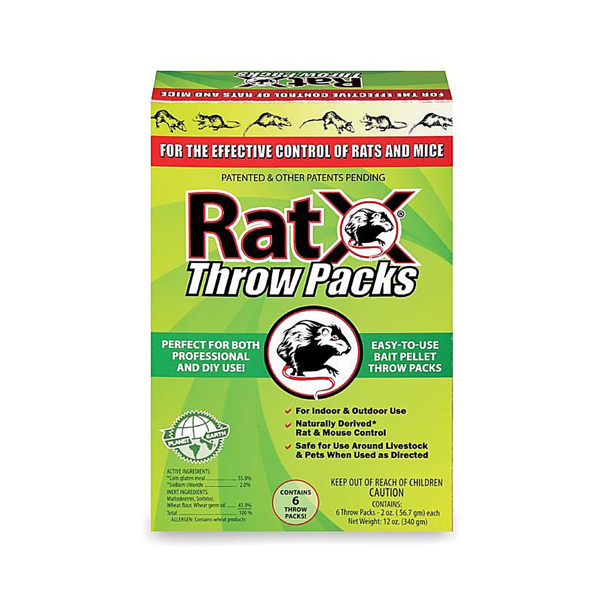 Ratx - 620103 - Non-Toxic Bait Pellet Throw Pack for Mice and Rats 6 Pack