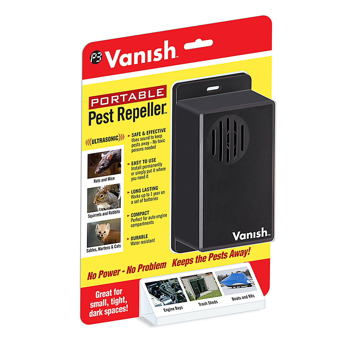 Vanish - P7826 - Battery-Powered Electronic Pest Repeller for Outdoor Pests
