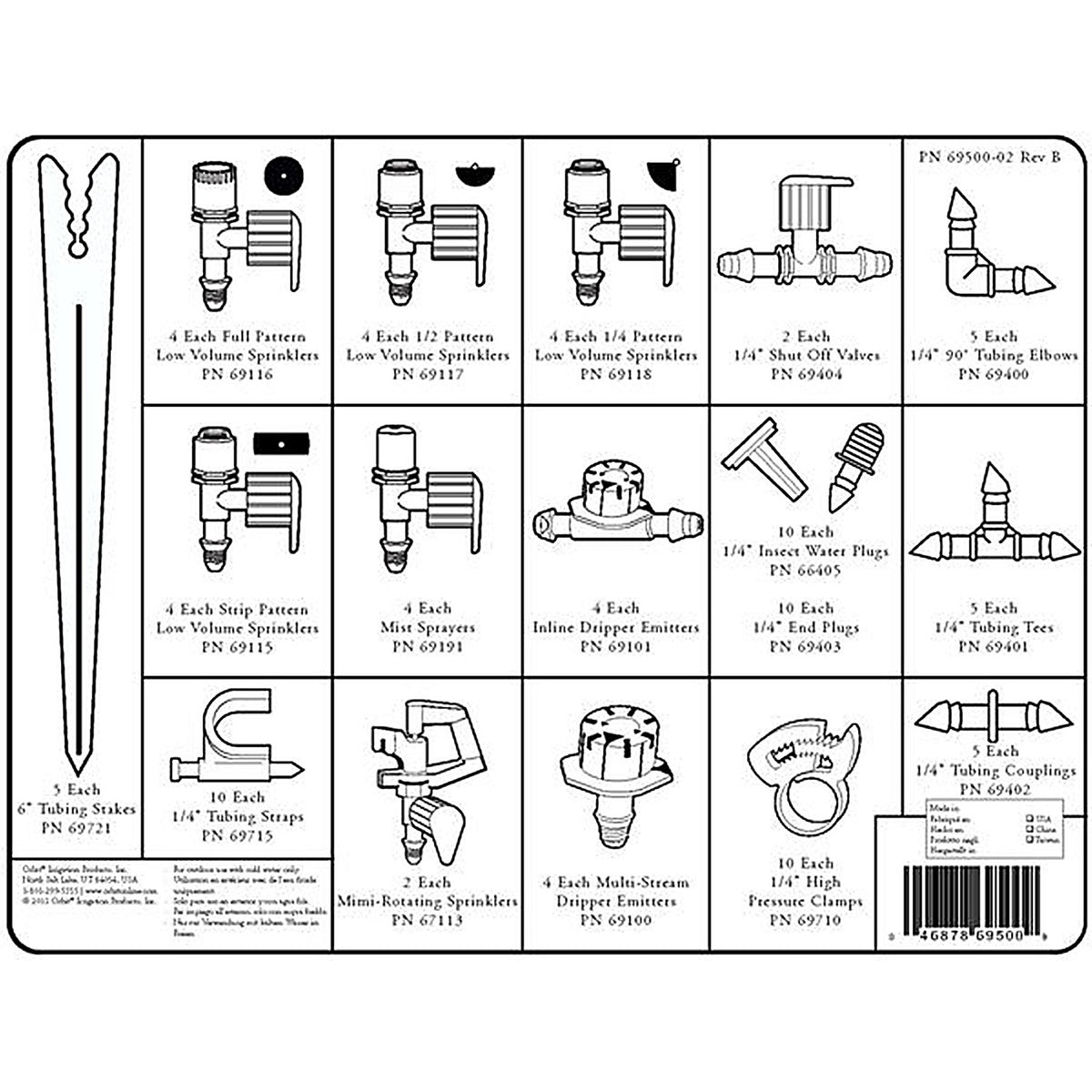 Orbit 69500 Drip Irrigation Fittings Kit 92/Pack
